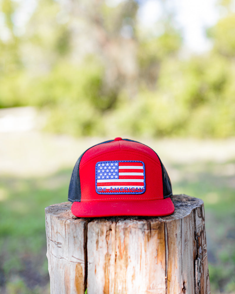 Flag Flat Bill Hat - Red