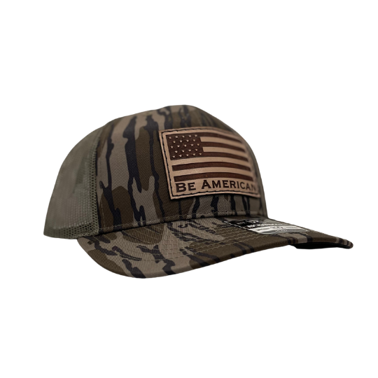 Leather Flag Camo Trucker Hat - Real Tree Camo