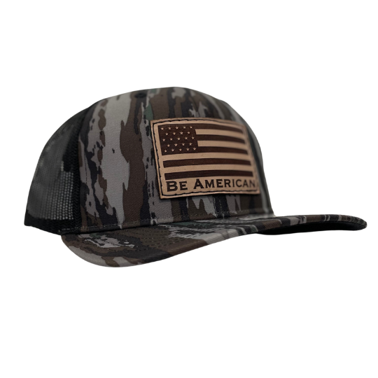 Leather Flag Camo Trucker Hat - Real Tree Camo