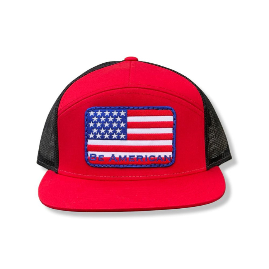 Flag Flat Bill Hat - Red